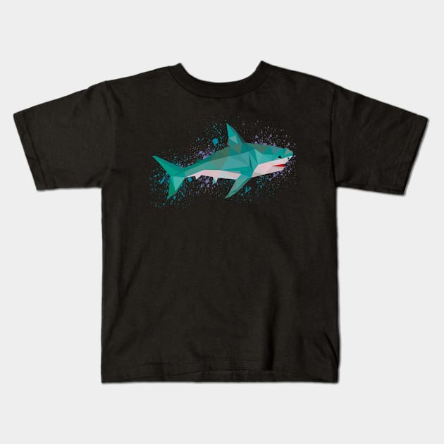 Geometric Design Shark Print Kids T-Shirt by KookyAngie